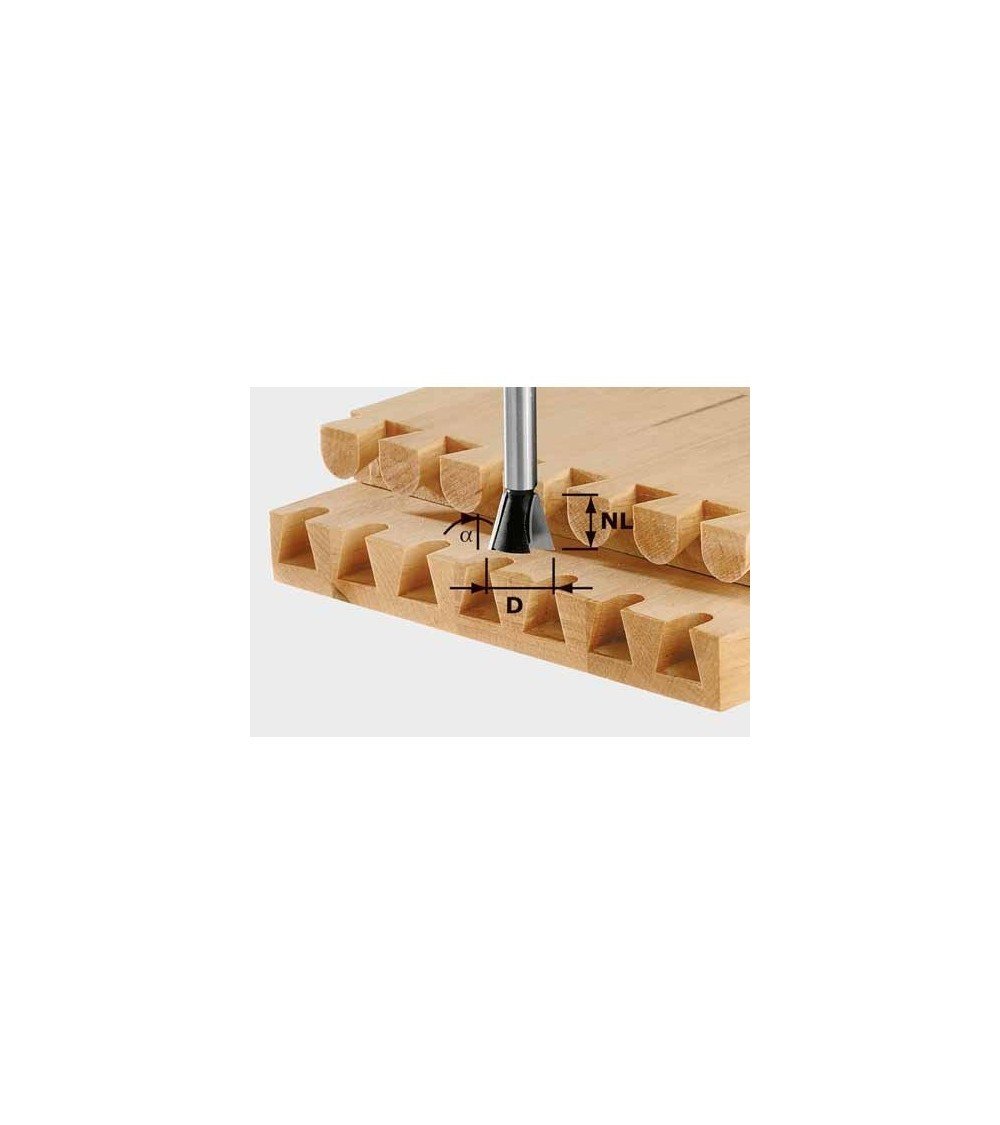 Festool frēze "bezdelīgas astes" savienojumiem HS, kāts 8 mm HW S8 D13,8/13,5/15°