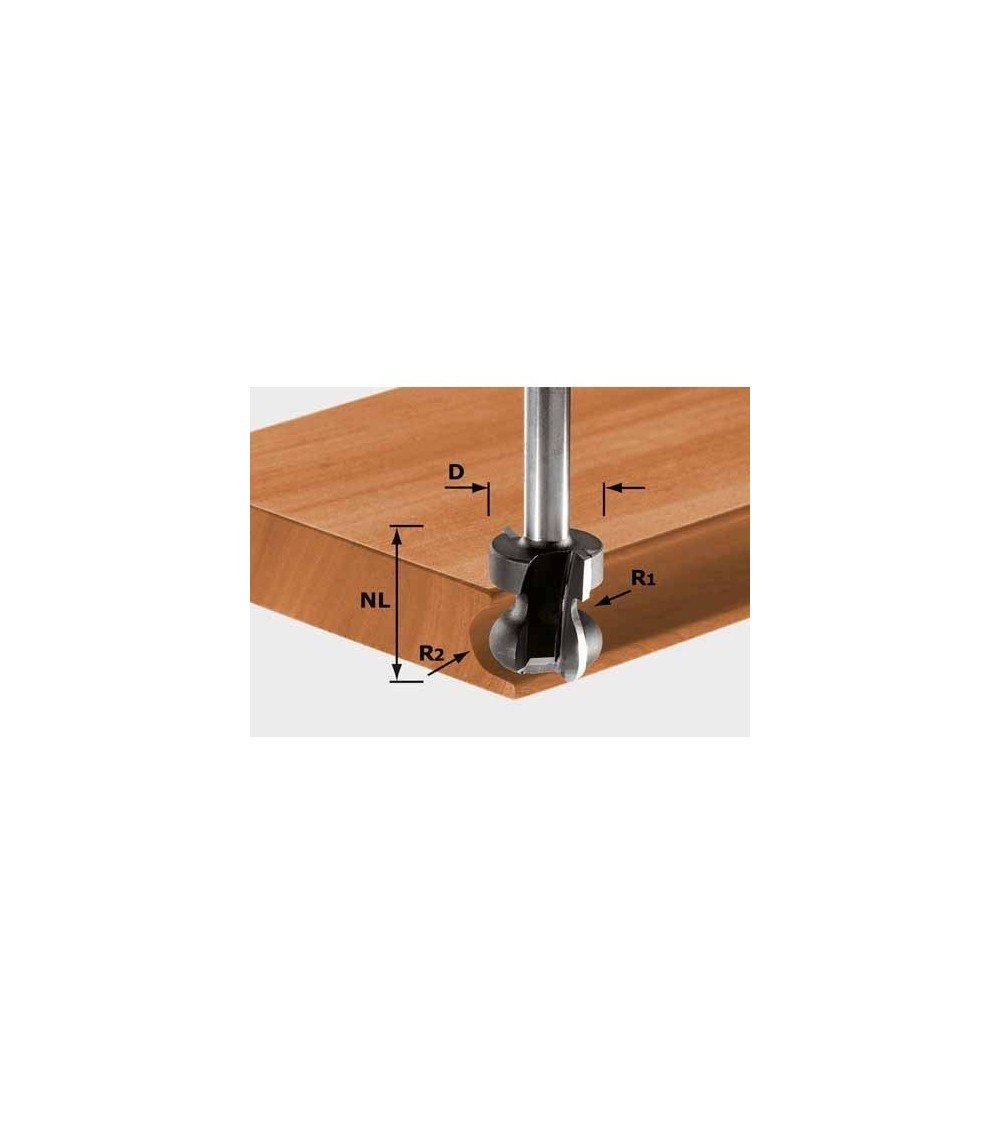 Festool turētāju frēze HW, kāts 8 mm HW S8 D22/16/R2,5+6