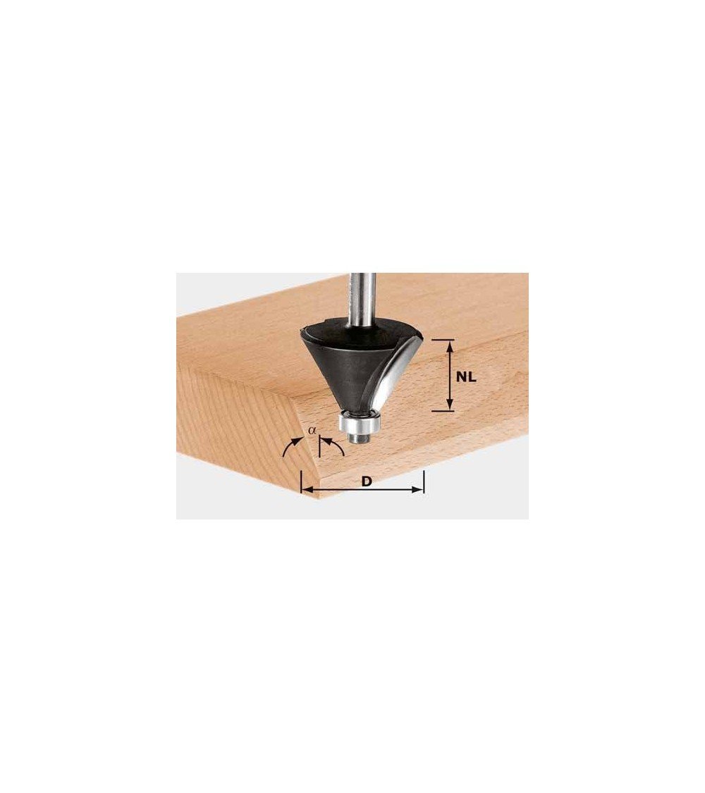 Festool frēze šķautnēm HW, kāts 12 mm HW S12 D55/20/45°