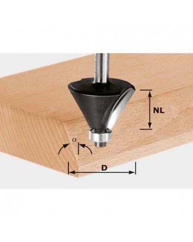 Festool frēze šķautnēm HW, kāts 12 mm HW S12 D55/20/45°
