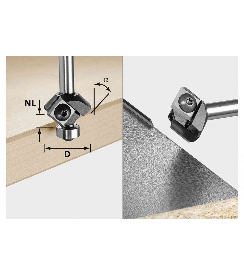 FESTOOL Фреза для для профилирования фасок со сменными ножами HW S8 HW 45° D27 12x12 KL
