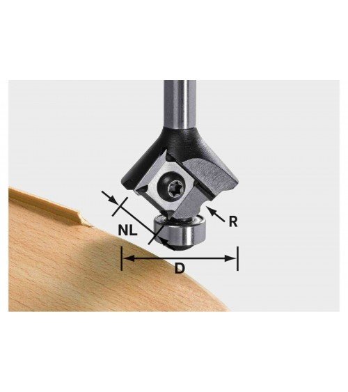 Festool noapaļošanas frēze ar maināmiem nazīšiem HW S8 HW R1,5 D28 KL12,7OFK