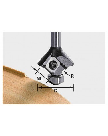 Festool noapaļošanas frēze ar maināmiem nazīšiem HW S8 HW R1,5 D28 KL12,7OFK
