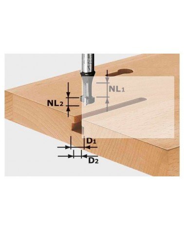 Festool T-veida frēze HW, kāts 8 mm HW S8 D10,5/NL13