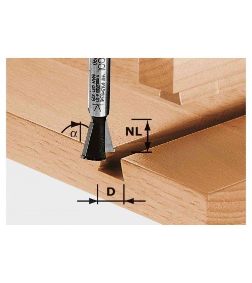 FESTOOL Фреза «ласточкин хвост» HW S8 D14,3/13,5/15°