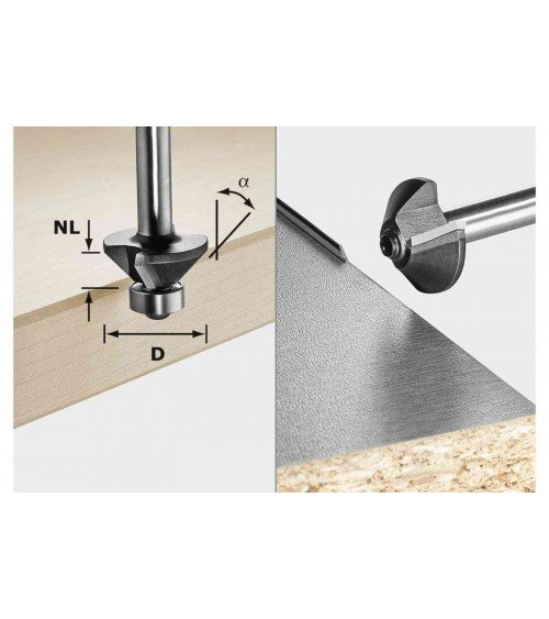 Krūmgriezis S8 / D26 HW / 45°, kāts 8 mm, Festool