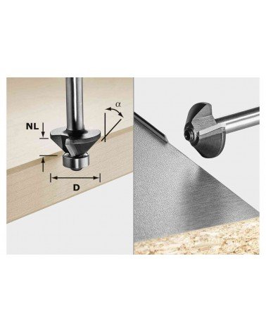 Krūmgriezis S8 / D26 HW / 45°, kāts 8 mm, Festool