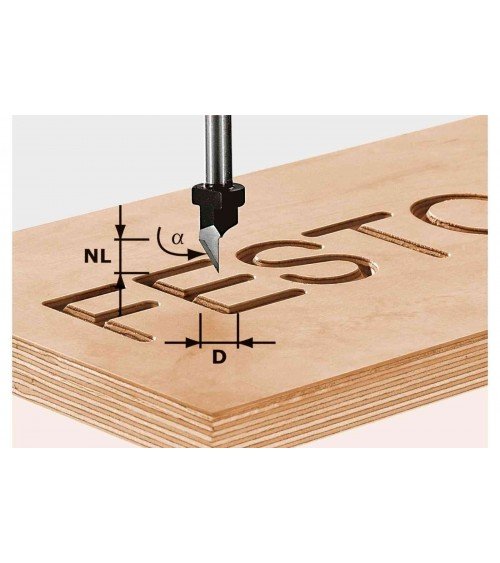 Festool frēze burtu frēzēšanai, kāts 8 mm HS S8 D11/60°