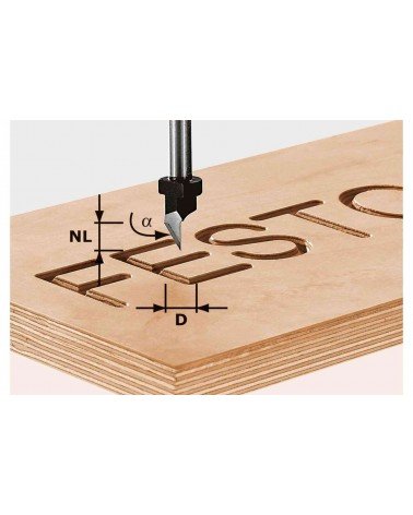 Festool frēze burtu frēzēšanai, kāts 8 mm HS S8 D11/60°