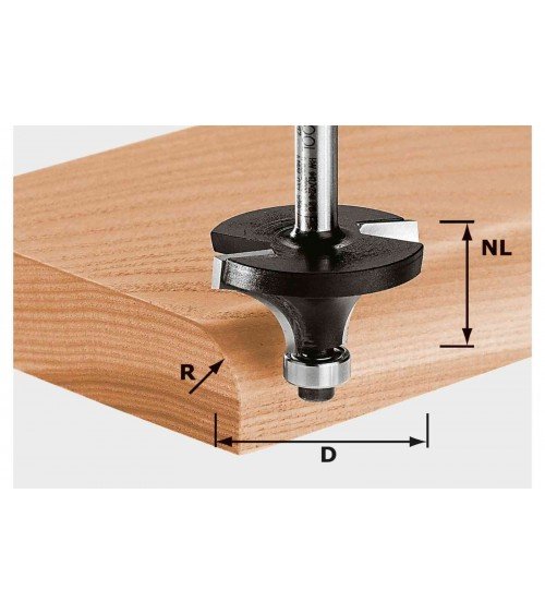 Festool noapaļota frēze HW, kāts 8 mm HW S8 D25,5/R6,35 KL