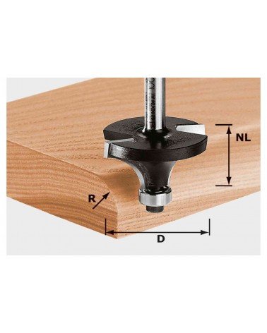 Festool noapaļota frēze HW, kāts 8 mm HW S8 D25,5/R6,35 KL