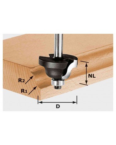 Festool divu izliekumu frēze HW, kāts 8 mm HW S8 D31,7/R4/R4