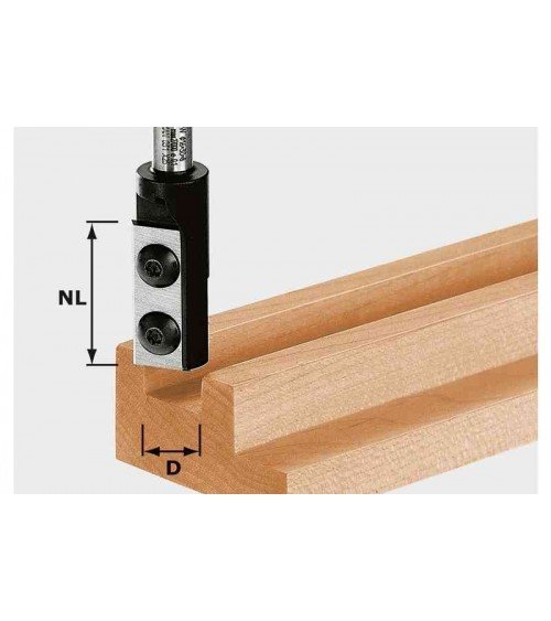 Festool gropju frēze ar maināmiem asmeņiem HW, kāts 8 mm HW S8 D8/20 WP Z1