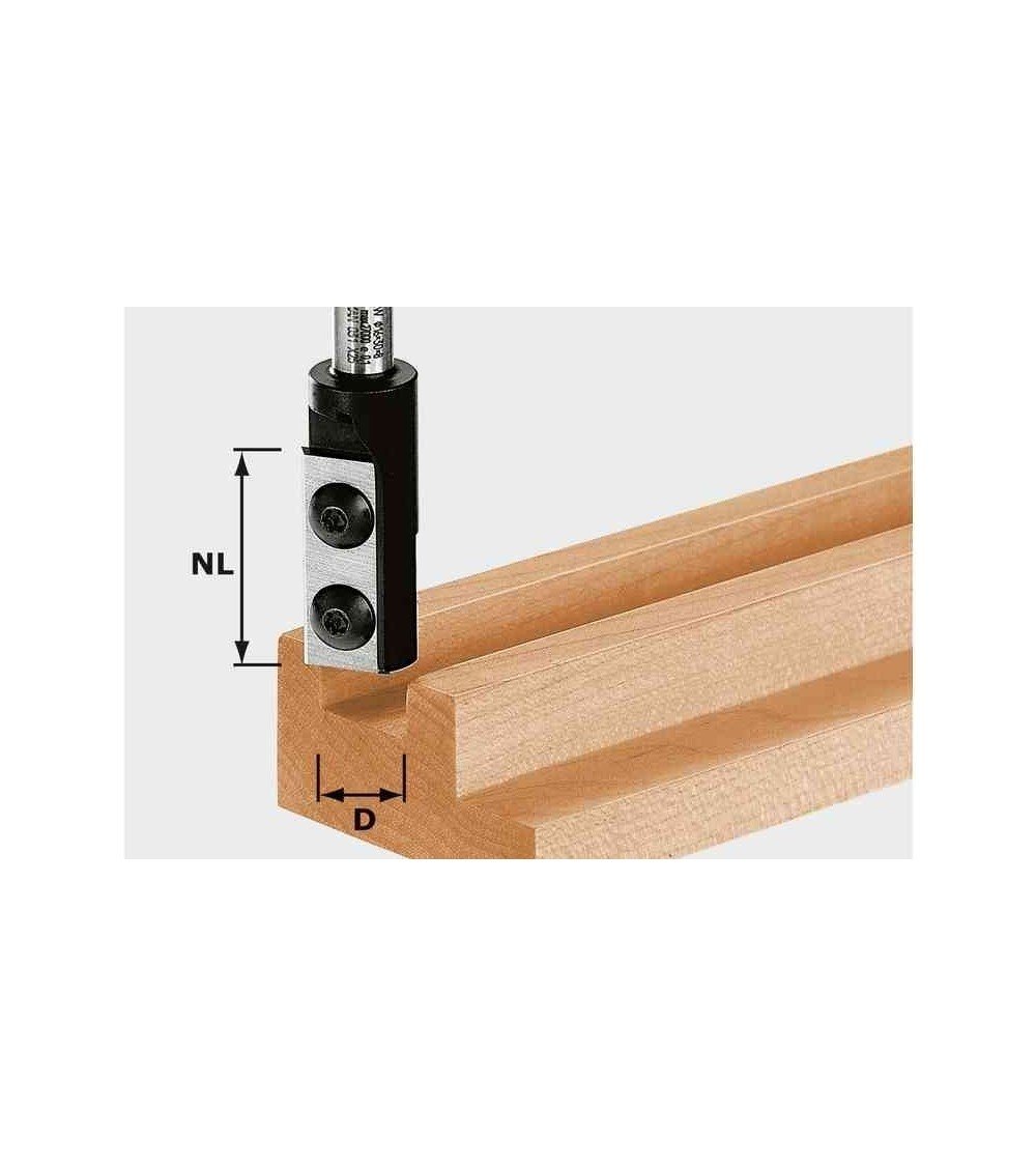Festool gropju frēze ar maināmiem asmeņiem HW, kāts 8 mm HW S8 D8/20 WP Z1