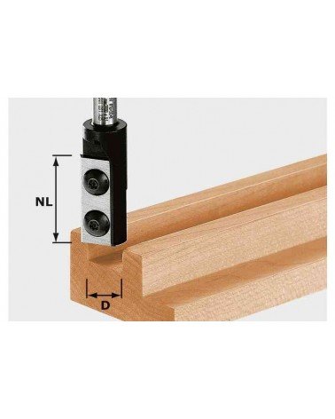 Festool gropju frēze ar maināmiem asmeņiem HW, kāts 8 mm HW S8 D8/20 WP Z1